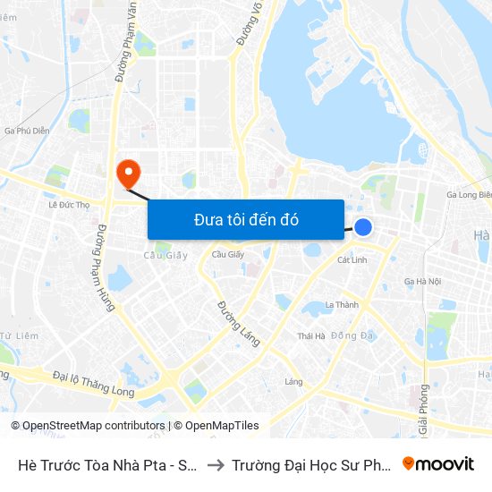 Hè Trước Tòa Nhà Pta - Số 1 Kim Mã to Trường Đại Học Sư Phạm Hà Nội map