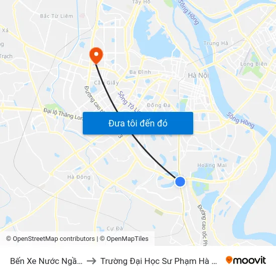 Bến Xe Nước Ngầm to Trường Đại Học Sư Phạm Hà Nội map