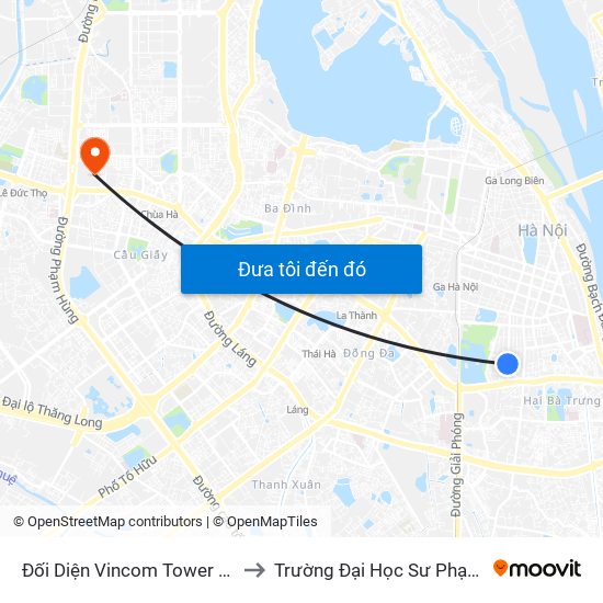 Đối Diện Vincom Tower - Bà Triệu to Trường Đại Học Sư Phạm Hà Nội map