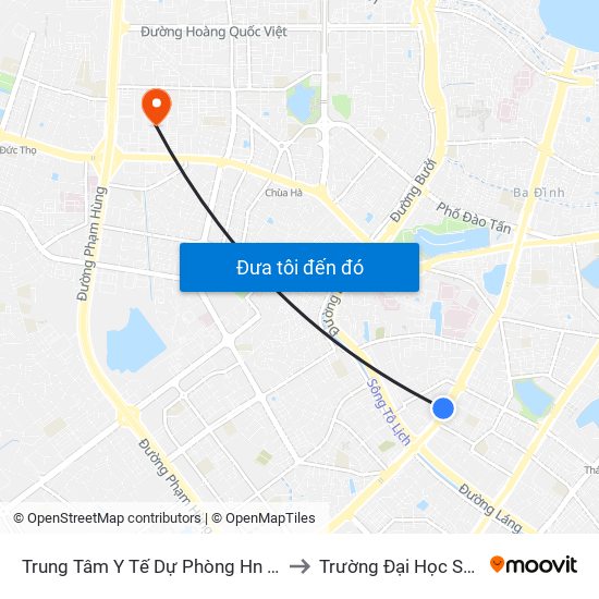 Trung Tâm Y Tế Dự Phòng Hn - 70 Nguyễn Chí Thanh to Trường Đại Học Sư Phạm Hà Nội map