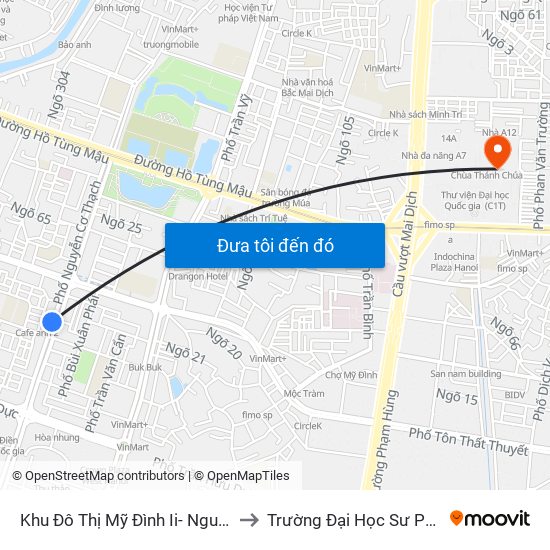 Khu Đô Thị Mỹ Đình Ii- Nguyễn Cơ Thạch to Trường Đại Học Sư Phạm Hà Nội map
