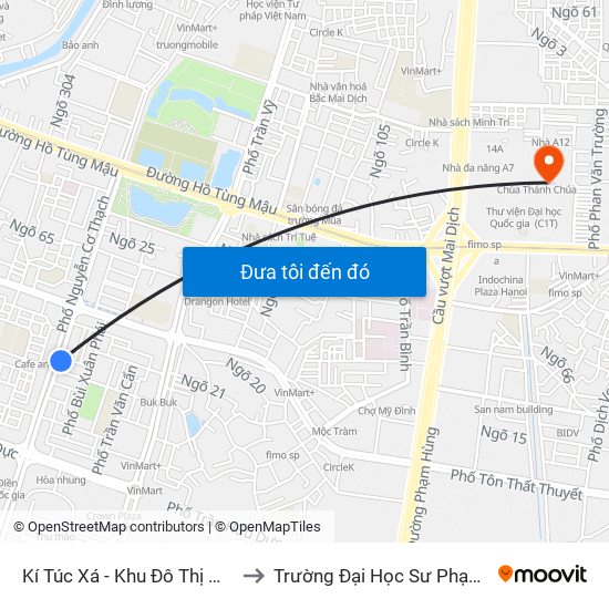 Kí Túc Xá - Khu Đô Thị Mỹ Đình II to Trường Đại Học Sư Phạm Hà Nội map