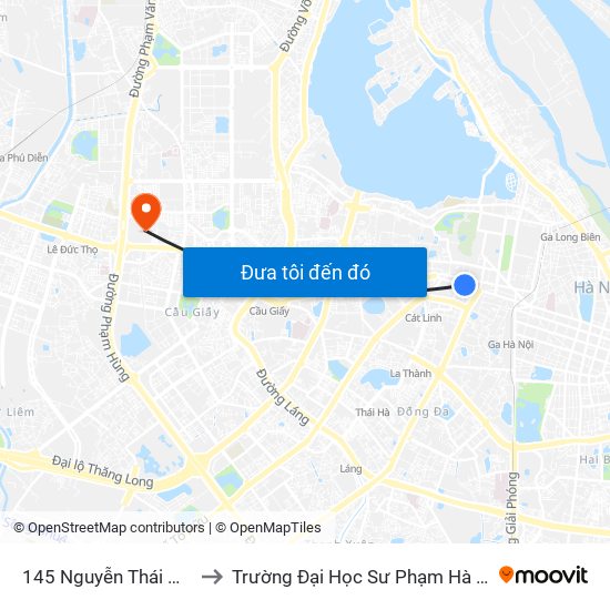 145 Nguyễn Thái Học to Trường Đại Học Sư Phạm Hà Nội map