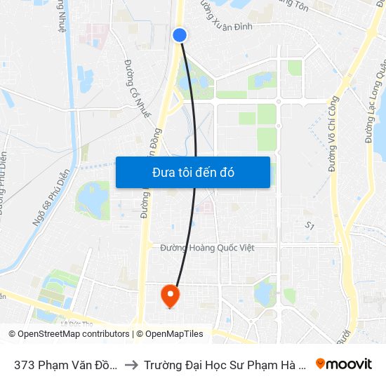 373 Phạm Văn Đồng to Trường Đại Học Sư Phạm Hà Nội map