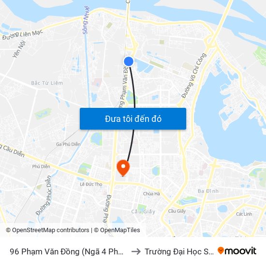 96 Phạm Văn Đồng (Ngã 4 Phạm Văn Đồng - Xuân Đỉnh) to Trường Đại Học Sư Phạm Hà Nội map