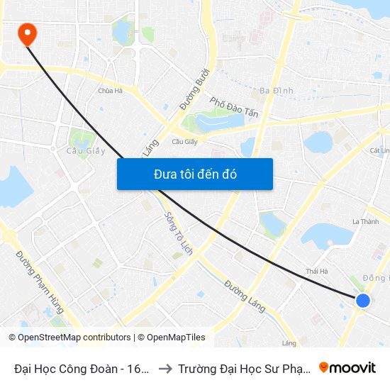 Đại Học Công Đoàn - 169 Tây Sơn to Trường Đại Học Sư Phạm Hà Nội map