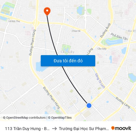 113 Trần Duy Hưng - Bộ Khcn to Trường Đại Học Sư Phạm Hà Nội map