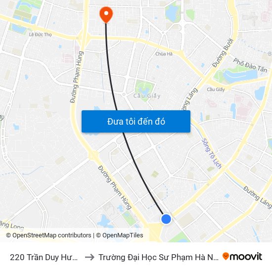 220 Trần Duy Hưng to Trường Đại Học Sư Phạm Hà Nội map