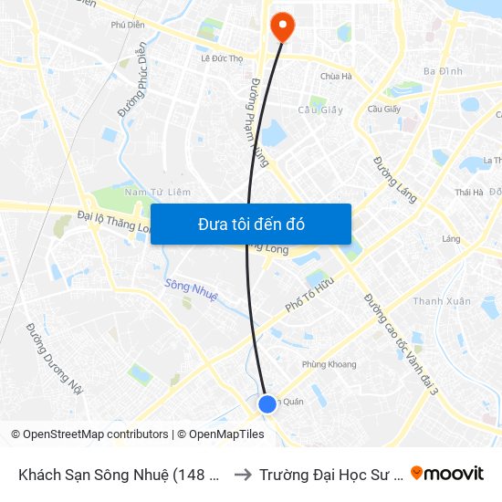 Khách Sạn Sông Nhuệ (148 Trần Phú- Hà Đông) to Trường Đại Học Sư Phạm Hà Nội map