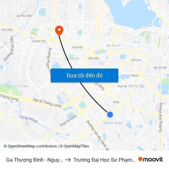 Ga Thượng Đình - Nguyễn Trãi to Trường Đại Học Sư Phạm Hà Nội map