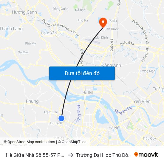 Hè Giữa Nhà Số 55-57 Phố Nhổn to Trường Đại Học Thủ Đô Hà Nội map