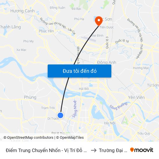 Điểm Trung Chuyển Nhổn - Vị Trí Đỗ Tuyến 20, 29, 32 (Chiều Sơn Tây - Hà Nội)- Đường 32 to Trường Đại Học Thủ Đô Hà Nội map