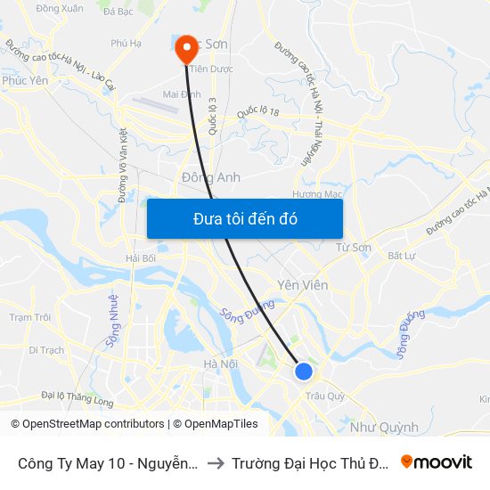 Công Ty May 10 - Nguyễn Văn Linh to Trường Đại Học Thủ Đô Hà Nội map