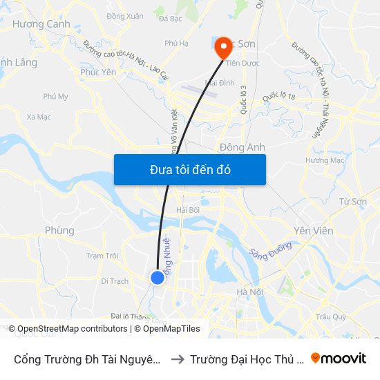 Cổng Trường Đh Tài Nguyên Môi Trường to Trường Đại Học Thủ Đô Hà Nội map