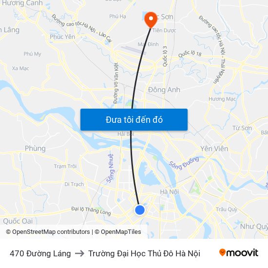 470 Đường Láng to Trường Đại Học Thủ Đô Hà Nội map