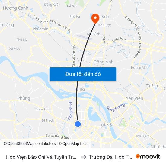 Học Viện Báo Chí Và Tuyên Truyền - 36 Xuân Thủy to Trường Đại Học Thủ Đô Hà Nội map