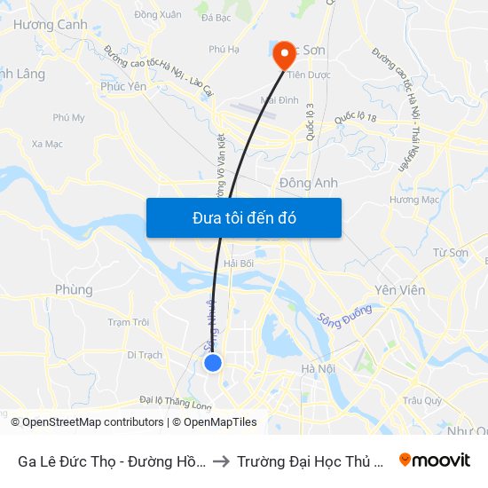 Ga Lê Đức Thọ - Đường Hồ Tùng Mậu to Trường Đại Học Thủ Đô Hà Nội map