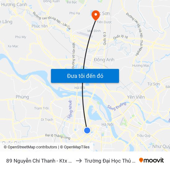 89 Nguyễn Chí Thanh - Ktx Đại Học Luật to Trường Đại Học Thủ Đô Hà Nội map