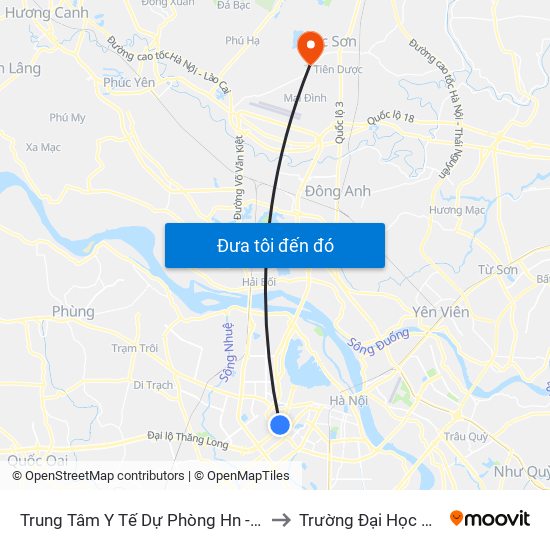 Trung Tâm Y Tế Dự Phòng Hn - 70 Nguyễn Chí Thanh to Trường Đại Học Thủ Đô Hà Nội map