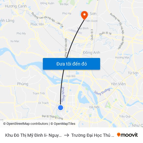 Khu Đô Thị Mỹ Đình Ii- Nguyễn Cơ Thạch to Trường Đại Học Thủ Đô Hà Nội map