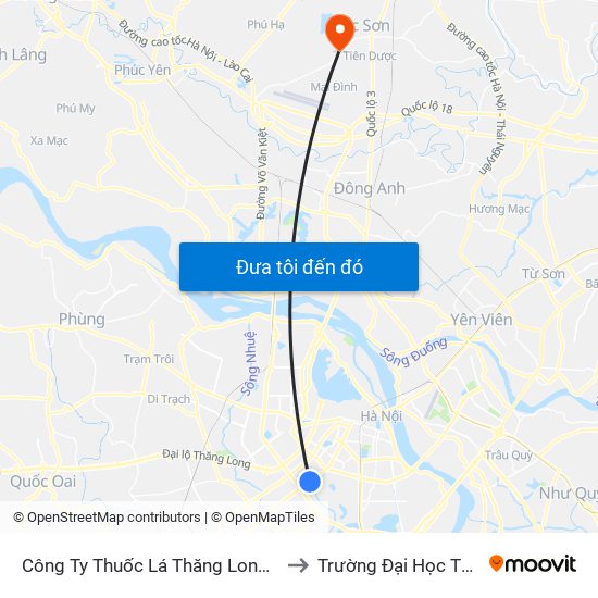 Công Ty Thuốc Lá Thăng Long - 235 Nguyễn Trãi to Trường Đại Học Thủ Đô Hà Nội map
