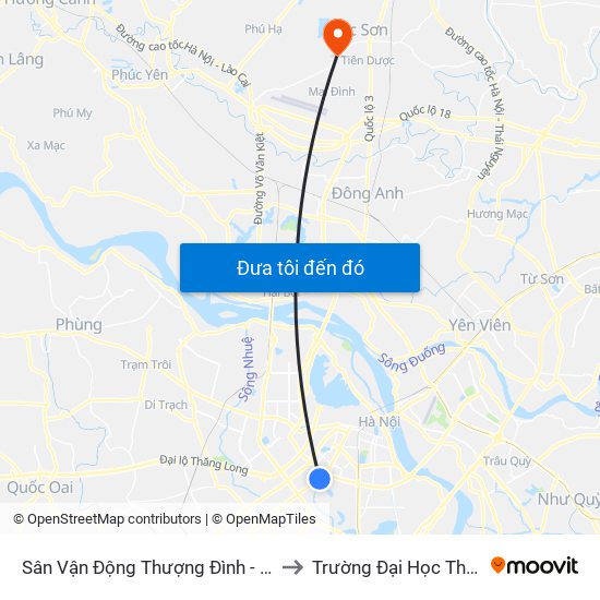 Sân Vận Động Thượng Đình - 129 Nguyễn Trãi to Trường Đại Học Thủ Đô Hà Nội map