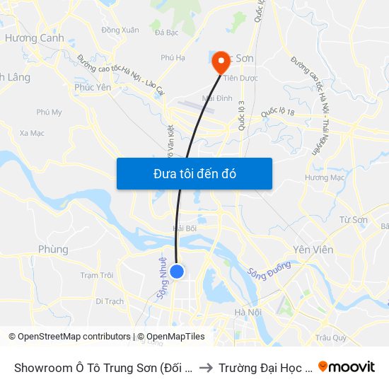 Showroom Ô Tô Trung Sơn (Đối Diện 315 Phạm Văn Đồng) to Trường Đại Học Thủ Đô Hà Nội map