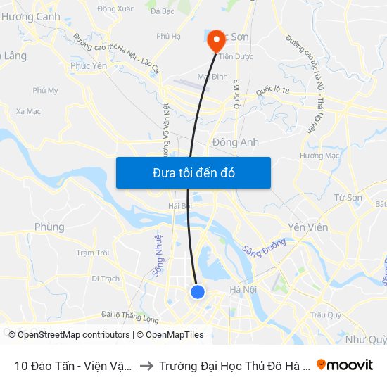 10 Đào Tấn - Viện Vật Lý to Trường Đại Học Thủ Đô Hà Nội map