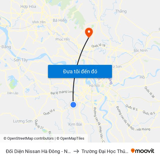 Đối Diện Nissan Hà Đông - Nhà Ga Văn Khê to Trường Đại Học Thủ Đô Hà Nội map