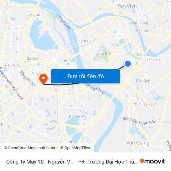 Công Ty May 10 - Nguyễn Văn Linh to Trường Đại Học Thủy Lợi map