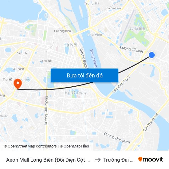 Aeon Mall Long Biên (Đối Diện Cột Điện T4a/2a-B Đường Cổ Linh) to Trường Đại Học Thủy Lợi map