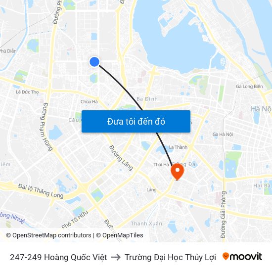 247-249 Hoàng Quốc Việt to Trường Đại Học Thủy Lợi map