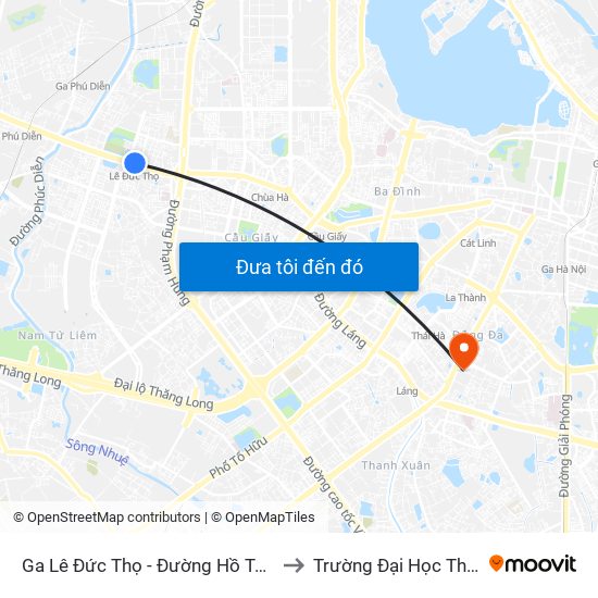 Ga Lê Đức Thọ - Đường Hồ Tùng Mậu to Trường Đại Học Thủy Lợi map