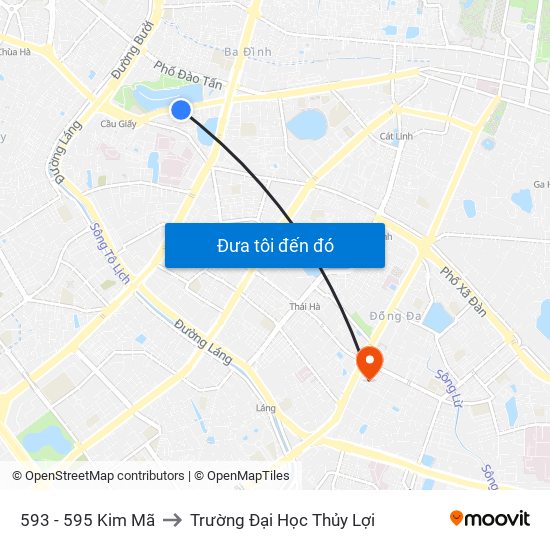 593 - 595 Kim Mã to Trường Đại Học Thủy Lợi map