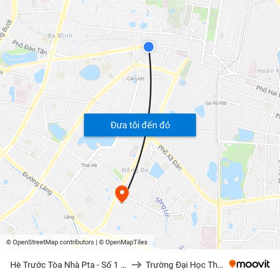 Hè Trước Tòa Nhà Pta - Số 1 Kim Mã to Trường Đại Học Thủy Lợi map