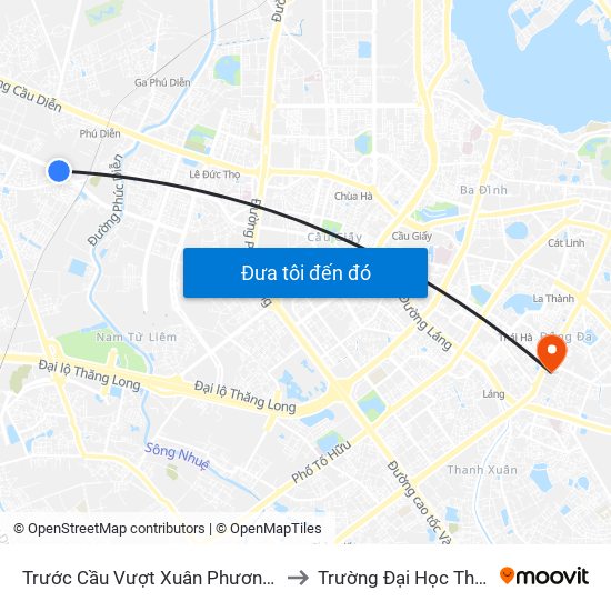 Trước Cầu Vượt Xuân Phương 100m to Trường Đại Học Thủy Lợi map