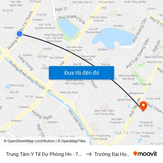 Trung Tâm Y Tế Dự Phòng Hn - 70 Nguyễn Chí Thanh to Trường Đại Học Thủy Lợi map