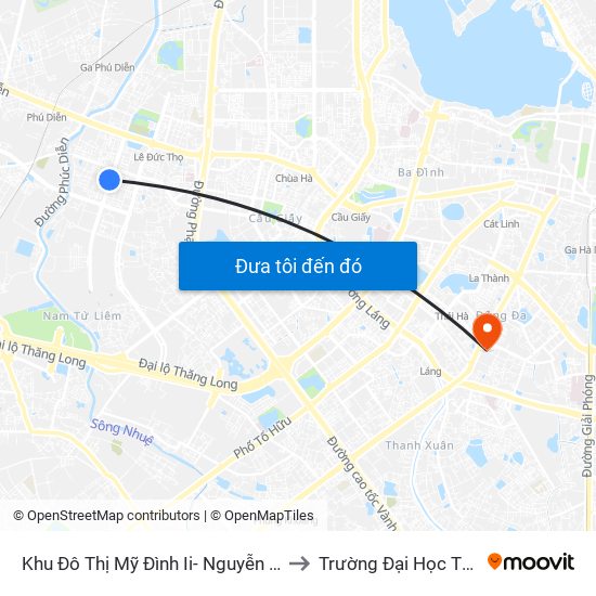 Khu Đô Thị Mỹ Đình Ii- Nguyễn Cơ Thạch to Trường Đại Học Thủy Lợi map