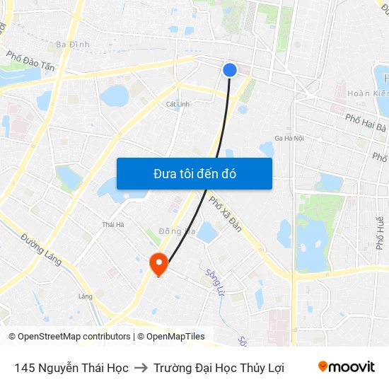145 Nguyễn Thái Học to Trường Đại Học Thủy Lợi map