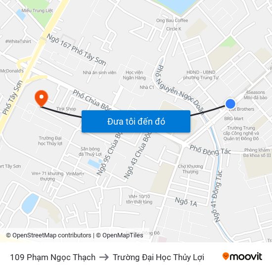 109 Phạm Ngọc Thạch to Trường Đại Học Thủy Lợi map