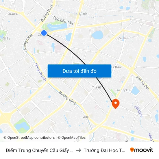 Điểm Trung Chuyển Cầu Giấy - Gtvt 01 to Trường Đại Học Thủy Lợi map