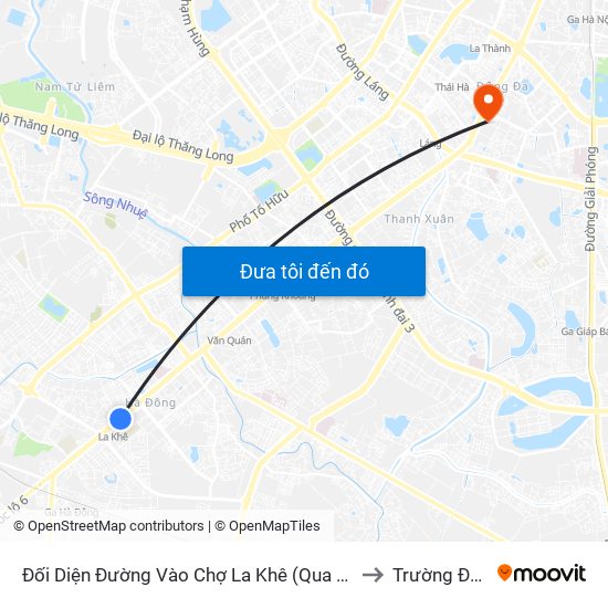 Đối Diện Đường Vào Chợ La Khê (Qua Ga Metro La Khê) - 405 Quang Trung (Hà Đông) to Trường Đại Học Thủy Lợi map
