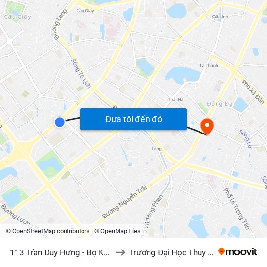 113 Trần Duy Hưng - Bộ Khcn to Trường Đại Học Thủy Lợi map