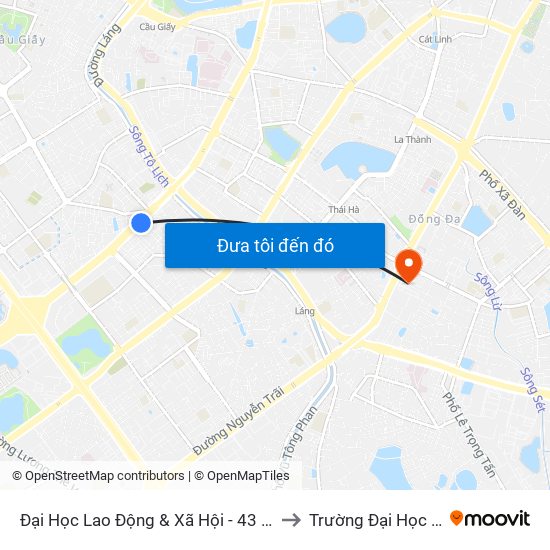 Đại Học Lao Động & Xã Hội - 43 Trần Duy Hưng to Trường Đại Học Thủy Lợi map