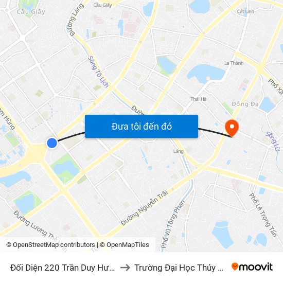 Đối Diện 220 Trần Duy Hưng to Trường Đại Học Thủy Lợi map