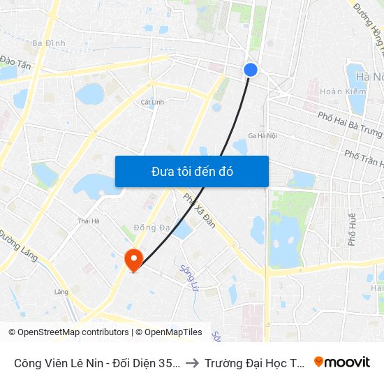 Công Viên Lê Nin - Đối Diện 35 Trần Phú to Trường Đại Học Thủy Lợi map