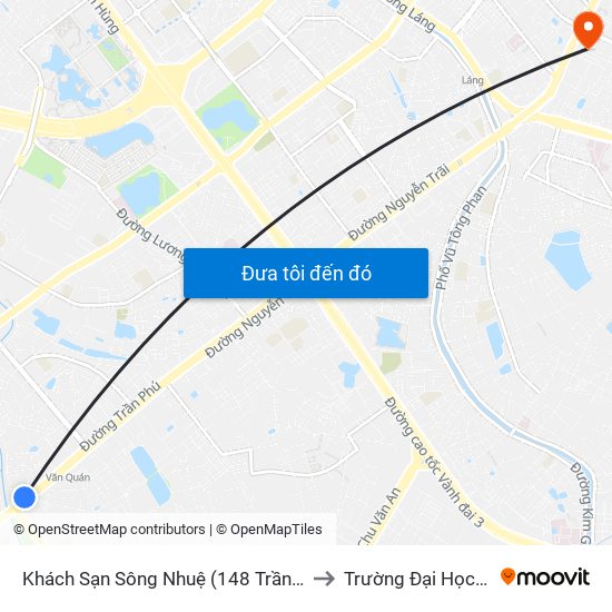 Khách Sạn Sông Nhuệ (148 Trần Phú- Hà Đông) to Trường Đại Học Thủy Lợi map