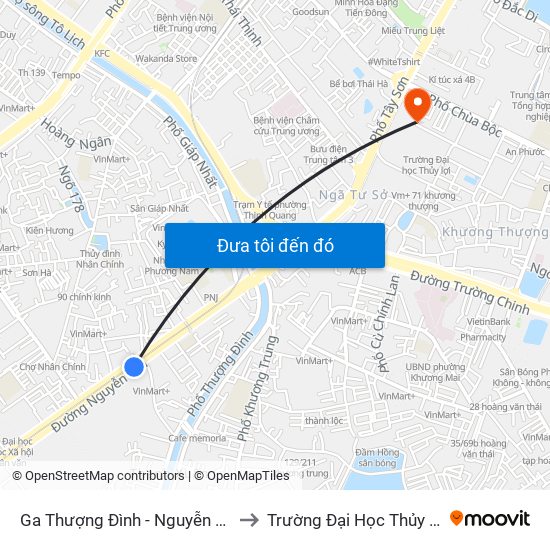 Ga Thượng Đình - Nguyễn Trãi to Trường Đại Học Thủy Lợi map