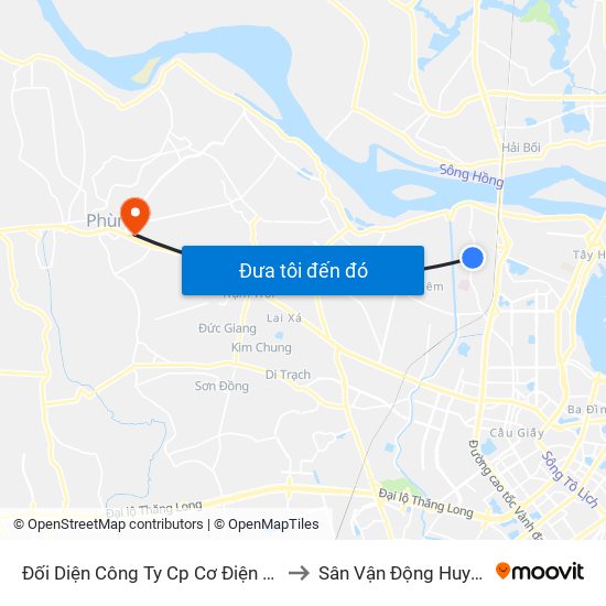 Đối Diện Công Ty Cp Cơ Điện Hn- Đường Đức Thắng to Sân Vận Động Huyện Đan Phượng map