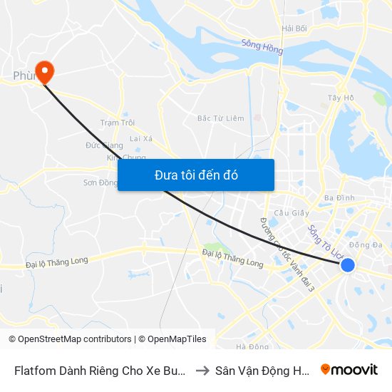 Flatfom Dành Riêng Cho Xe Buýt Trước Nhà 45 Đường Láng to Sân Vận Động Huyện Đan Phượng map